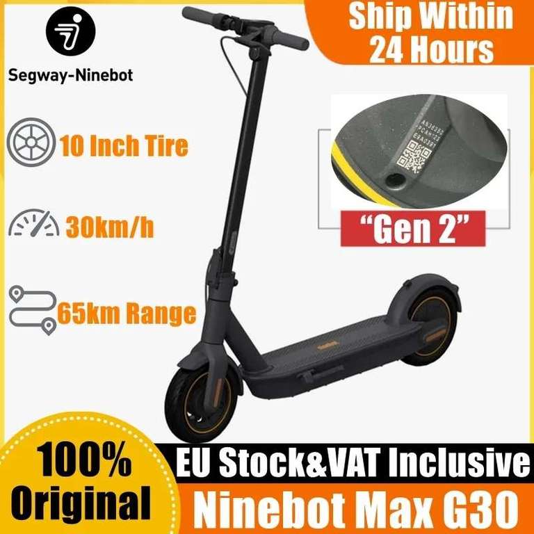 Hulajnoga elektryczna Ninebot by Segway KickScooter MAX G30 (350 W, koła 10", 65 km zasięgu, 30 km/h), $556,76, wysyłka z PL @ DHgate