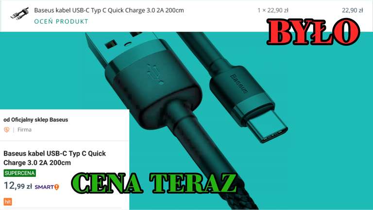 Kabelki USB A - USB typ C Baseus 2 m 2A