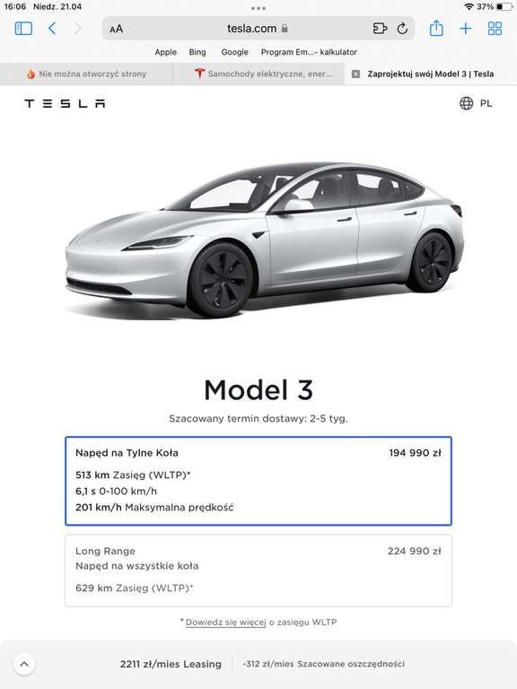 Tesla Model 3 kolejna obniżka