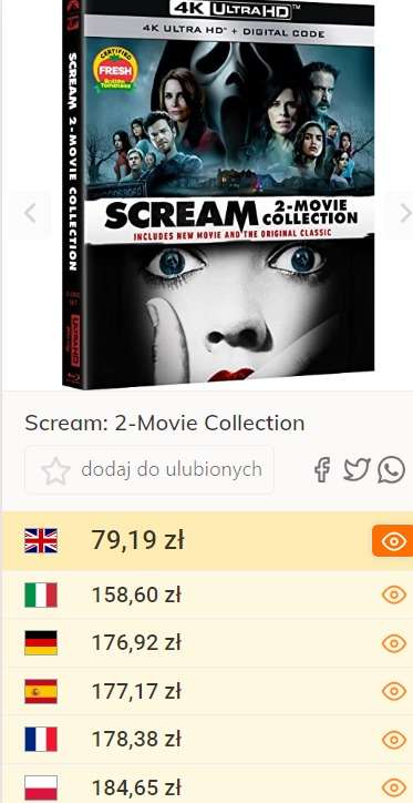 Scream (1996) i Scream (2022) - 4K blu-ray (brak PL)