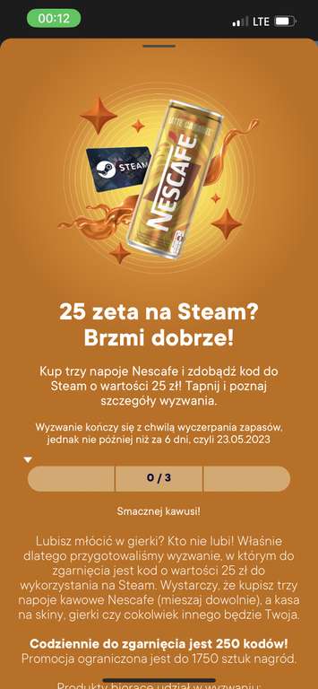 Żabka wyzwanie - 25 zł na steam za zakup 3 napojów