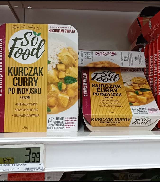 So Food Kurczak Curry po Indyjsku z ryżem 330g E.Leclerc Gdańsk