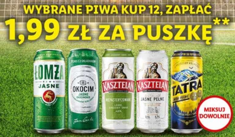 Piwo puszkowe Tatra - Kasztelan - Łomża - Okocim cena za sztukę przy zakupie 12 sztuk @lidl