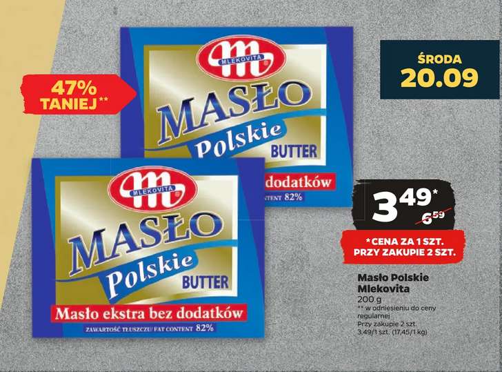 Masło Polskie Mlekovita 200g (cena za sztukę przy zakupie 2)