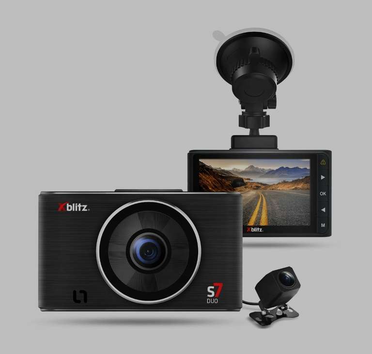 Wideorejestrator kamerka samochodowa Xblitz S7 DUO nagrywa przód i tył