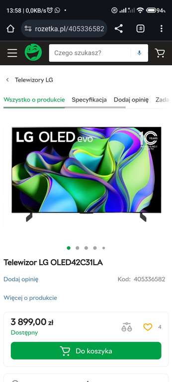 Telewizor TV LG OLED C3 OLED42C31LA