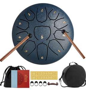 YUEHAO Tongue bęben tarczowy, stalowy instrument perkusyjny, ręczny, z pudełkiem na akcesoria, torbą, książką muzyczną i pałeczkami