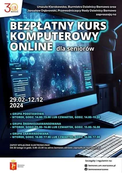 Bezpłatny kurs komputerowy online dla seniorów w Warszawie