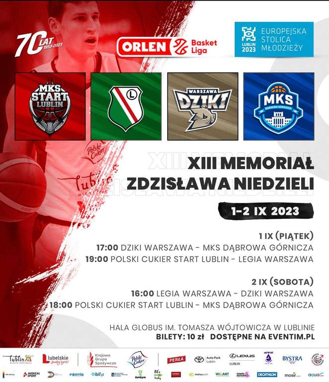 Lublin, 4 mecze koszykówki za 22zł (2 dni, 2 mecze) lub 11zł 1(dzień, 2 mecze) 1-2.09