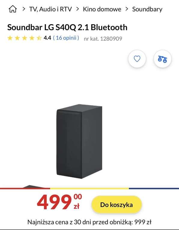 Soundbar S40Q LG, możliwe nawet 465,74 zł