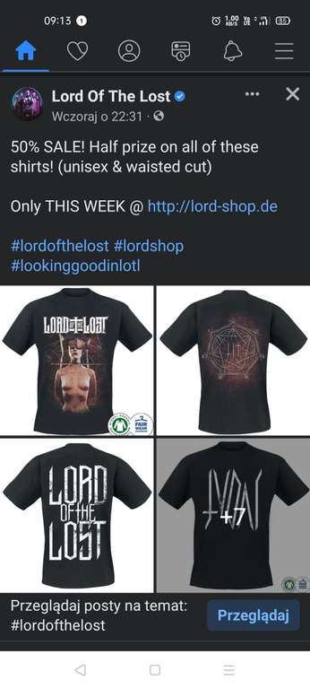 Lord of the Lost promocja na wybrane koszulki