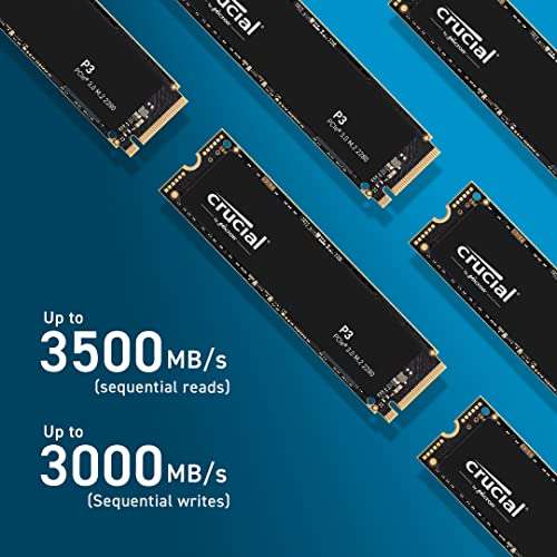 Crucial P3 2TB M.2 PCIe Gen3 NVMe Internal SSD - Up to 3500MB/s - CT2000P3SSD8 108.03£