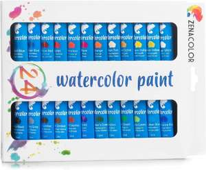 Zestaw 24 tubek farb akwarelowych Zenacolor - Opakowanie 24 x 12 ml - wysokiej jakości nietoksyczne farby