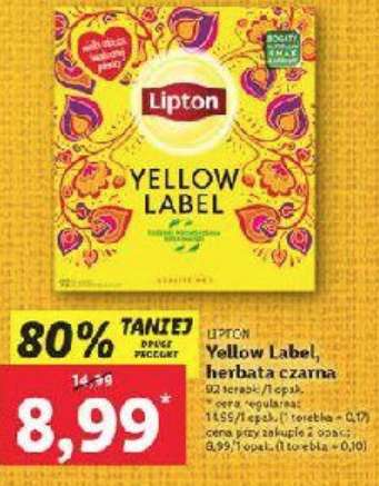 Herbata Lipton Yellow Label \92 torebki\ cena jednego opakowania przy zakupie 2 @Lidl