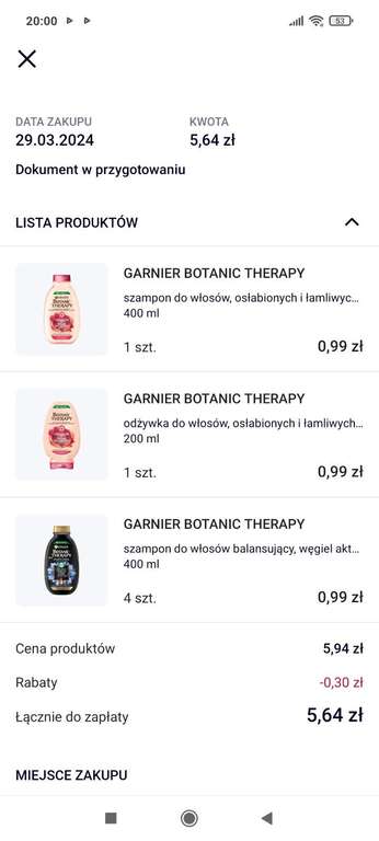 Rossmann: szampony Garnier Botanic Therapy