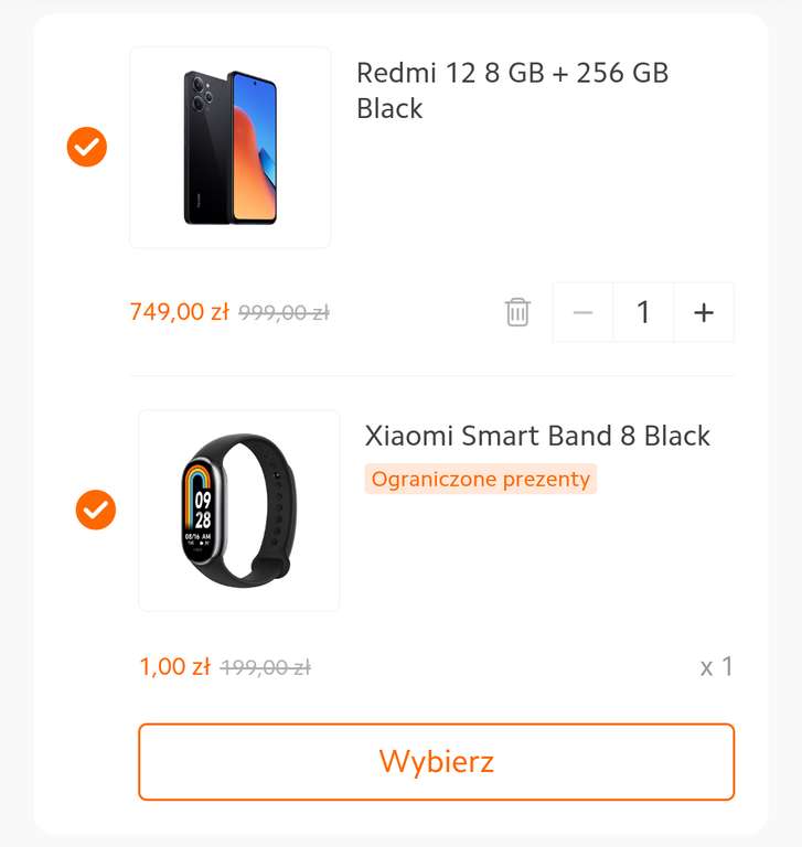 Redmi 12 8 GB + 256 GB +Xiaomi Smart Band 8 Black - za 1 zł