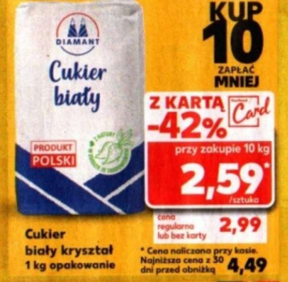Cukier biały kg / opak. cena przy zakupie 10 opak. @Kaufland