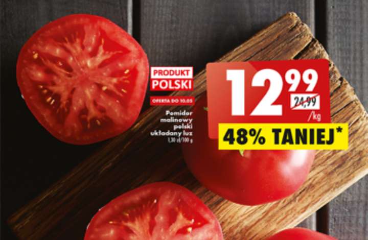 Pomidor malinowy 13zł/kg w Biedronce