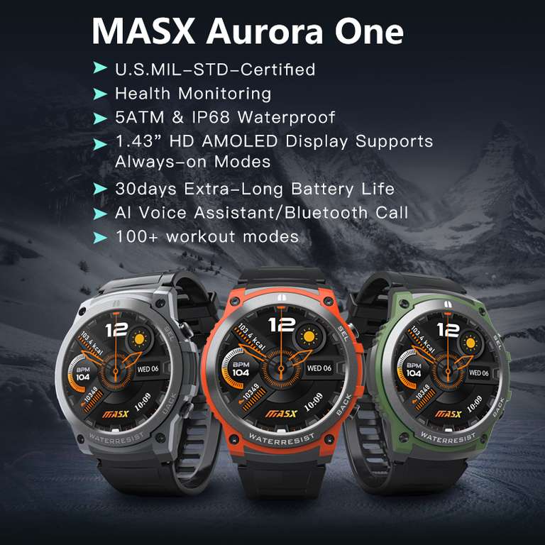 MASX Aurora one smartwatch $46.37