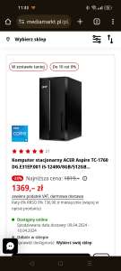 Komputer PC Acer Aspire i5 -12400/8GB/512ssd Win 11