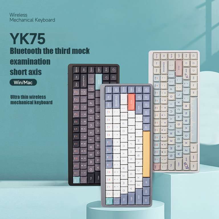 Bezprzewodowa klawiatura mechaniczna Bakeey YK75 (3 kolory, Outemu Red/Blue, Bluetooth/2.4G/USB, RGB) | Wysyłka z CN | $44.99 @ Banggood