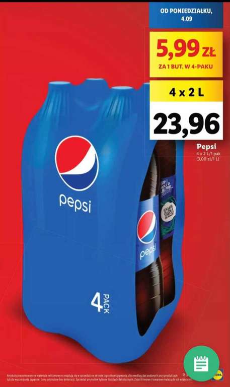 Pepsi 2L 5,99 zl (cena za zakup w 4-paku) Lidl
