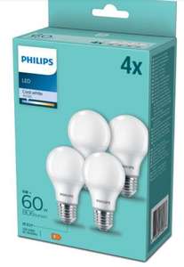 Żarówka LED Philips 8 W 806 lm (60 W) E27 4000 K - 4 sztuki - 4,86 zł/szt Produkt tylko z odbiorem w sklepie Kupujemy te dostępne w sklepach