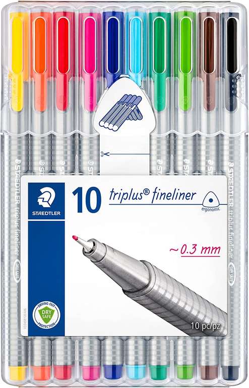 STAEDTLER Triplus Fineliner Superfine Pen, 10 sztuk/kolorów w pudełku.
