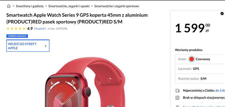 Smartawtch Apple watch 9 45mm RED
