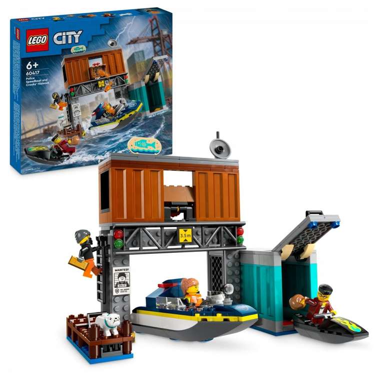 LEGO City - Policyjna motorówka i kryjówka złodziejaszków, 60417