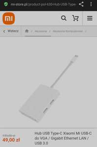 Hub USB Type-C Xiaomi Mi USB-C do VGA / Gigabit Ethernet LAN / USB 3.0