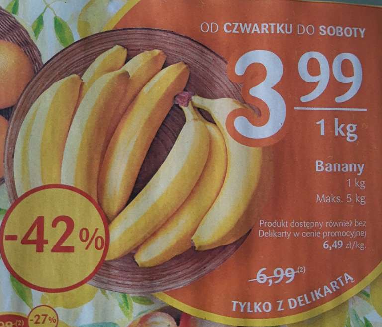 Banany 1kg z Delikartą @Delikatesy Centrum