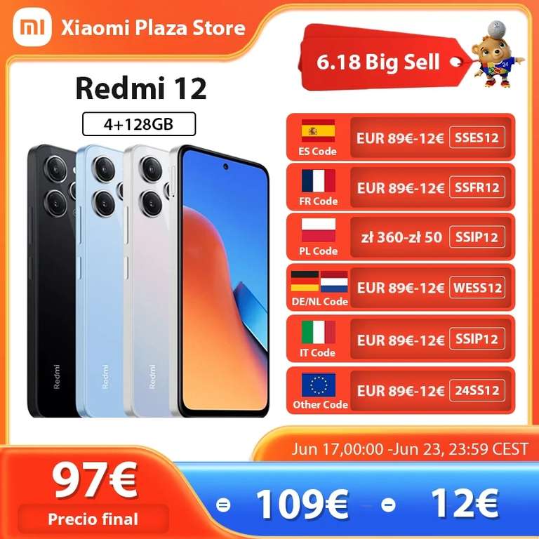 Smartfon Redmi 12 4+128GB Global USD107.52