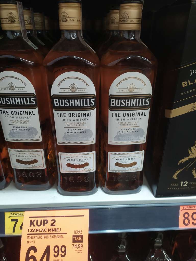 Whisky, whiskey, Bushmills 1L w Biedronce, kup 2 i zapłać mniej 64.99/but.