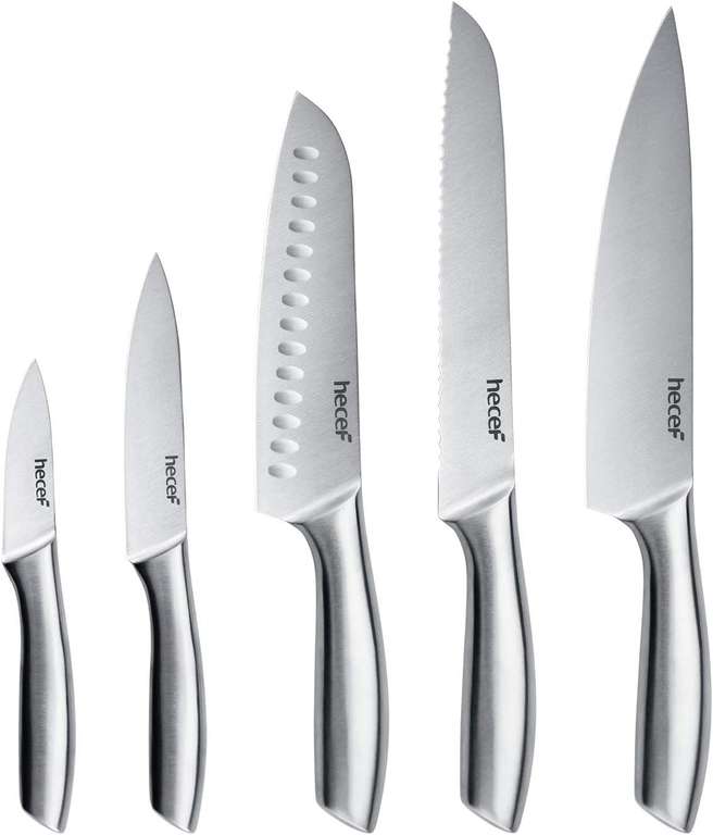 Srebrny zestaw noży kuchennych marki hecef