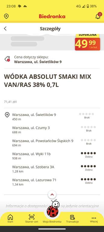 Wódka Absolut Vanilia 0.7- 38% - Biedronka