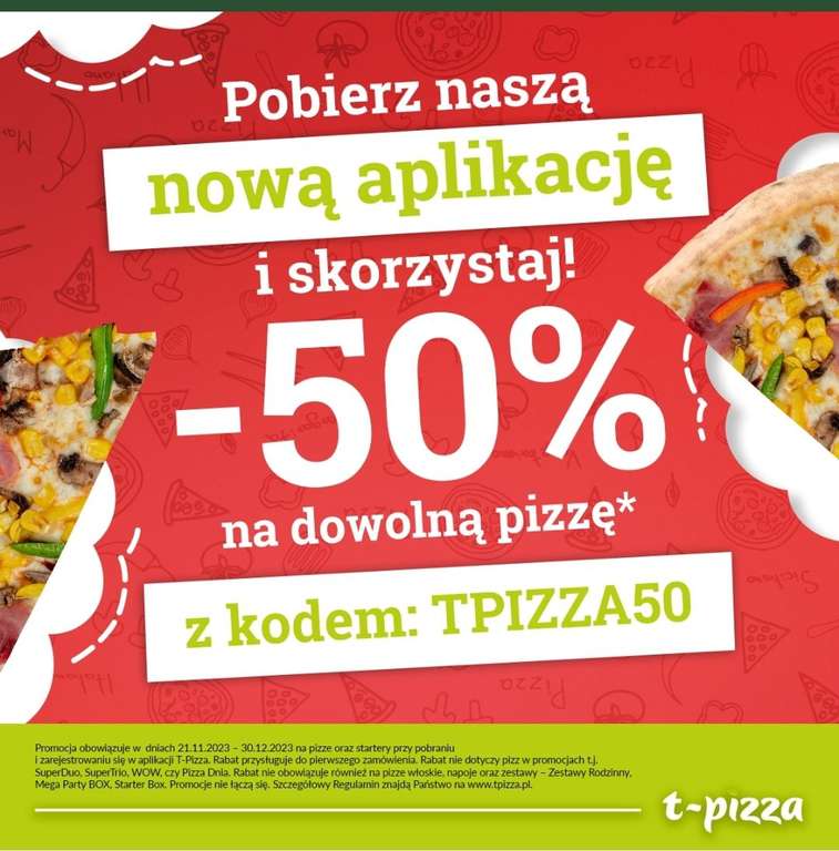 Telepizza -50% na dowolną pizzę