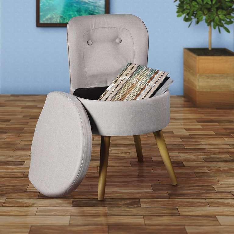 ECHTWERK Fotel "Vince", tapicerowany, skandynawskie krzesło z funkcją przechowywania. W opisie ławka