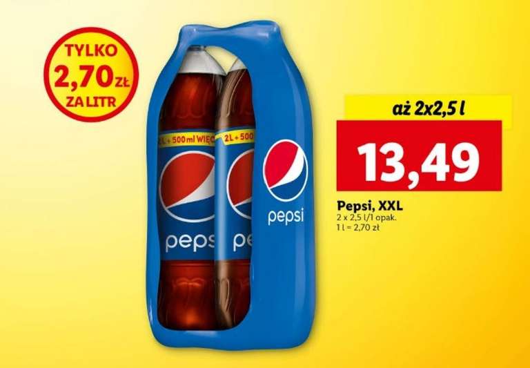 Pepsi 2x2,5l, 2,70zł/l, LIDL