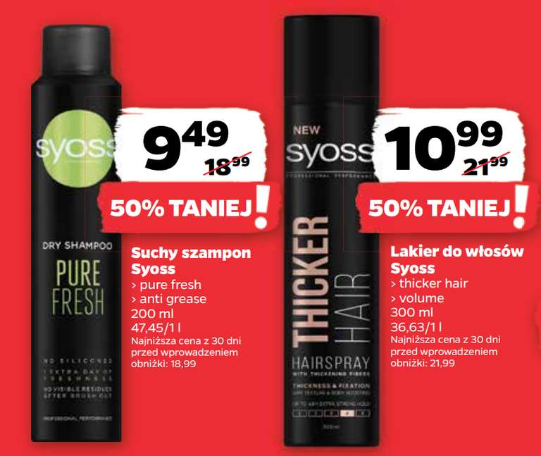 Lakier do włosów Syoss i suchy szampon Syoss - 50% taniej w Netto