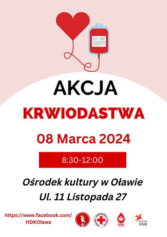 Dzień kobiet (i troszkę mężczyzn) w polskich RCKiK - oddaj krew i otrzymaj upominek 8.03.2024 (zbiorcza)