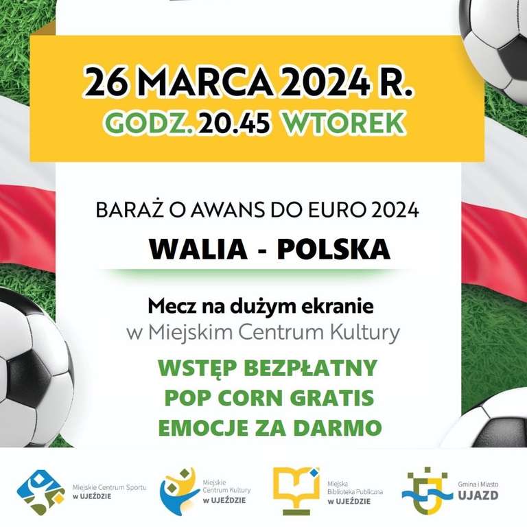 Mecz Walia - Polska na dużym ekranie w bibliotce w Ujeździe >>> bezpłatny: wstęp, popcorn oraz emocje