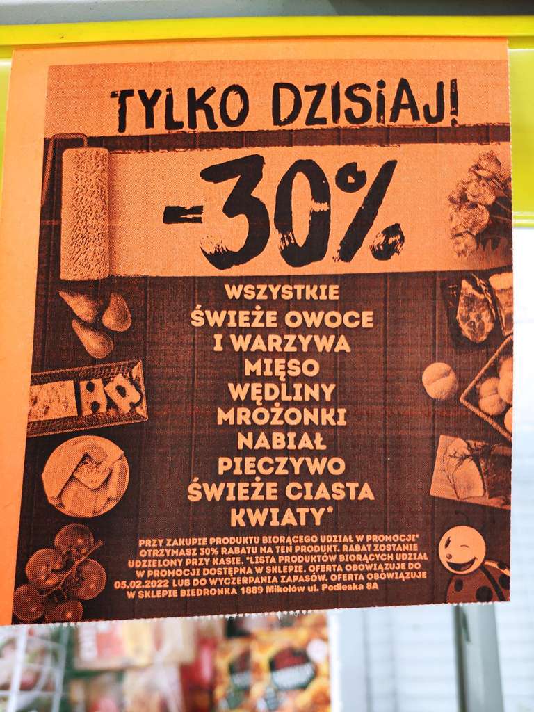 Biedronka Mikołów Podleska -30% - m.in. mrożonki, warzywa i owoce + kupon -30% na owoce i pieczywo
