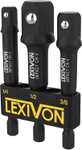 Zestaw adapterów nasadek udarowych LEXIVON, 3"przedłużacz z uchwytem | 3-częściowy napęd 1/4", 3/8"i 1/2"