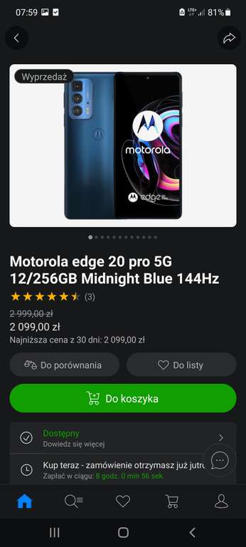 Motorola edge 20 pro 5G 12/256GB Midnight Blue 144Hz