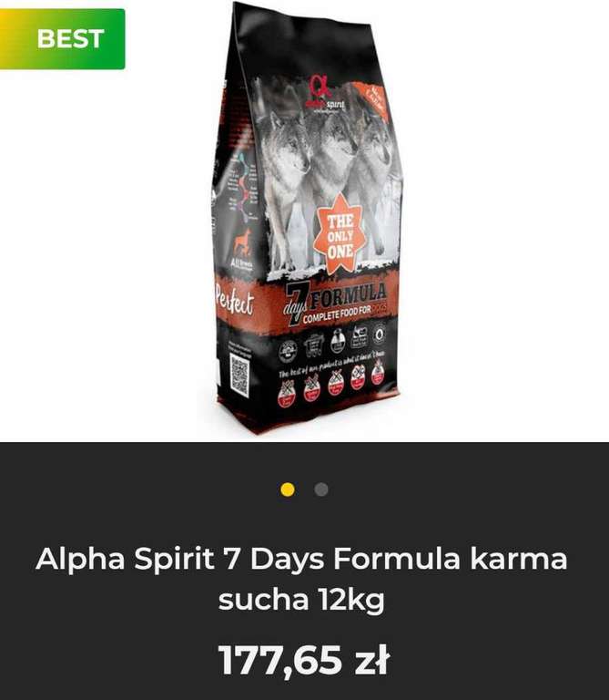 Sucha karma dla psa - Alpha Spirit 7 Days Formula 12 kg