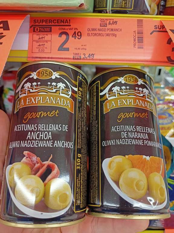 Oliwki nadziewane anchois lub pomarańczą La Explanada 340/150g @biedronka