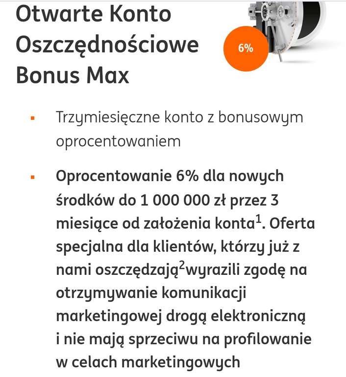 ING Otwarte Konto Oszczędnościowe Bonus Max z wysokim limitem 1 MILIONA PLN