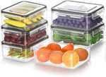 JSCORES Zestaw 6 pojemników do przechowywania żywności z pokrywkami, 3 x 1,6 litra i 3 x 1,1 litra, bez BPA