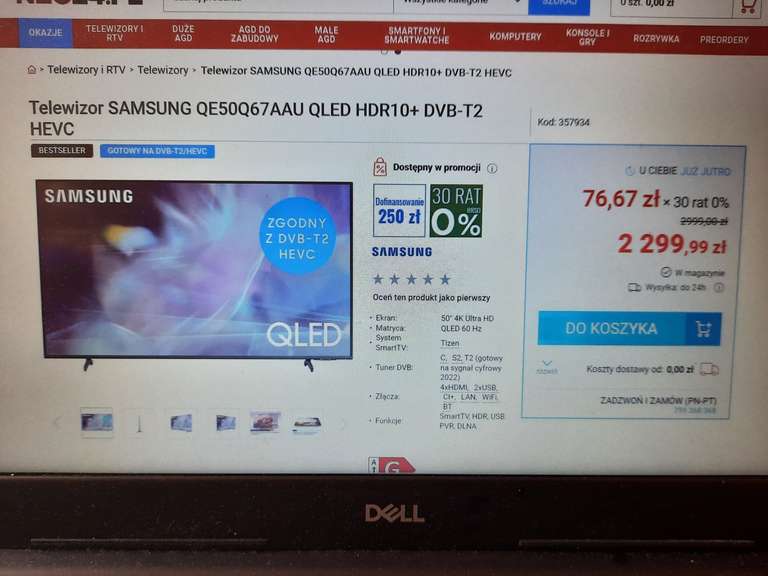 Telewizor SAMSUNG QE50Q67AAU QLED HDR10+ DVB-T2 HEVC
